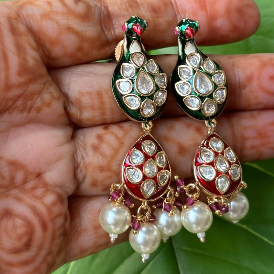 Luxe Enchanted Peacock Kundan Earrings - MR Jewels